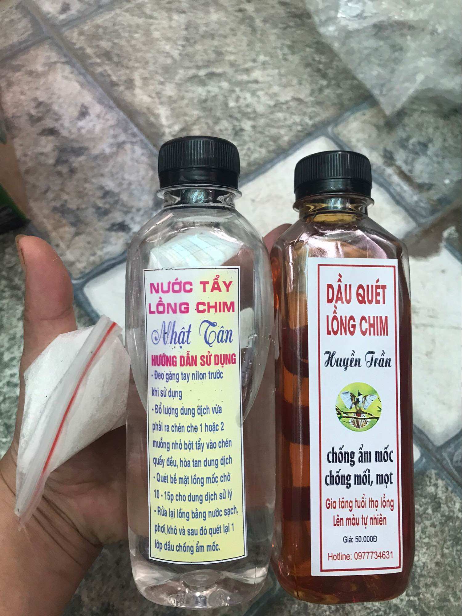 Combo tẩy mốc +dầu quét lồng chim