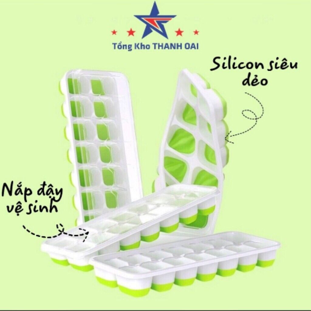 Khay Đựng Đá Khay Đá Khay Đựng Đồ Ăn Dặm Silicon Có Nắp Đậy An Toàn Tiện Dụng