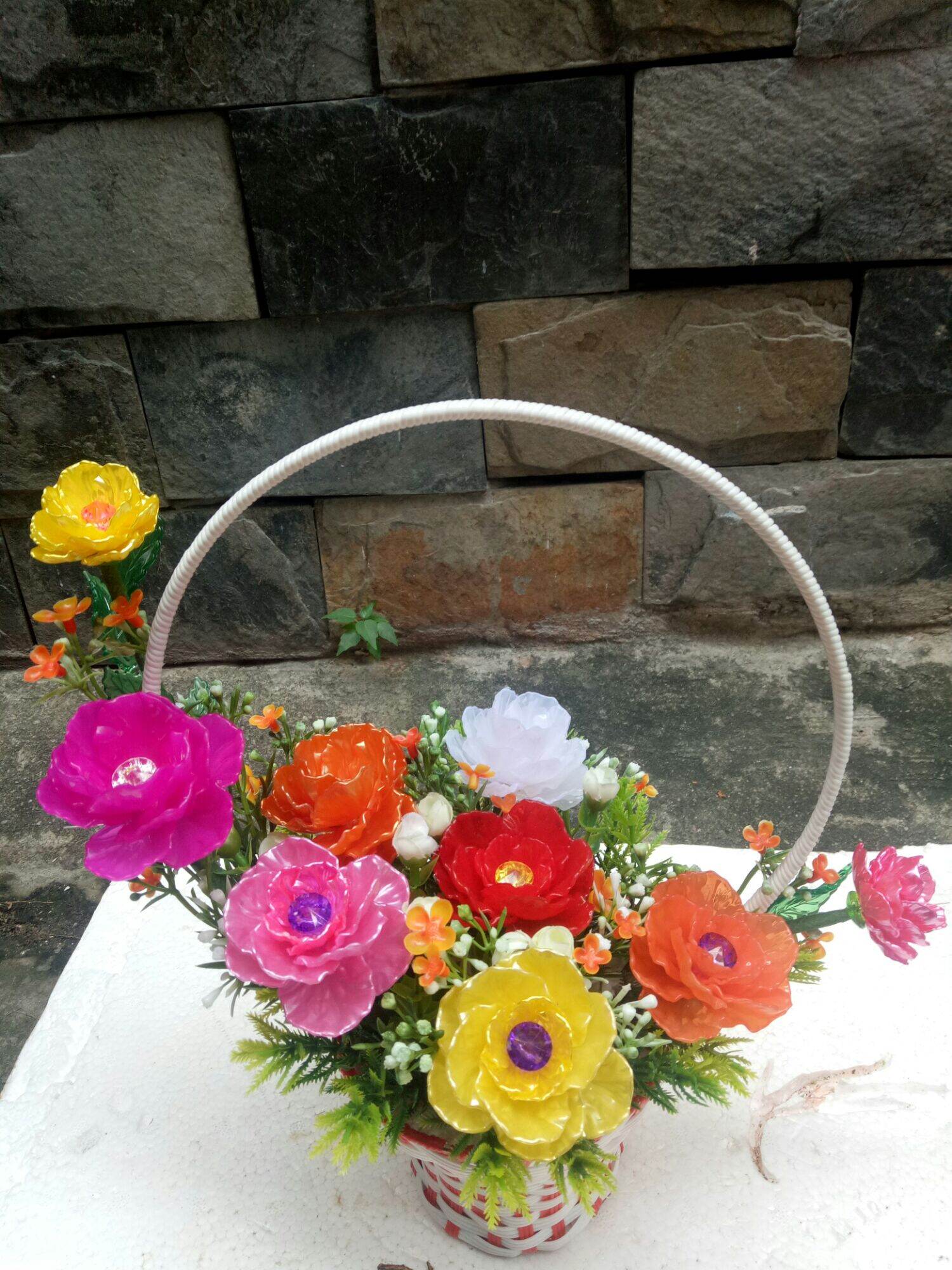 giỏ hoa hồng pha lê