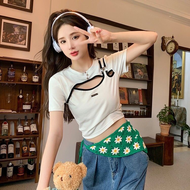 Áo kiểu thun phối móc xalo3