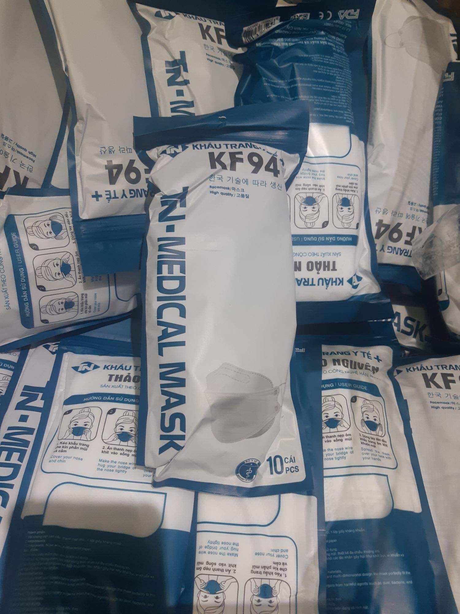 Khẩu trang y tế 4D con cá KF94 4 lớp dày túi 10 cái