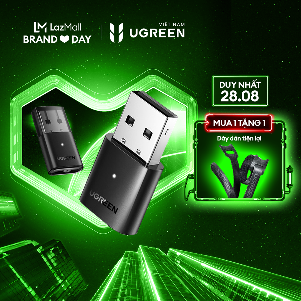 Thiết bị usb bluetooth ugreen cm390 | chứng nhận srrc | nguyên vật liệu cao cấp | bảo hành 18 tháng 1 đổi 1| 80889.