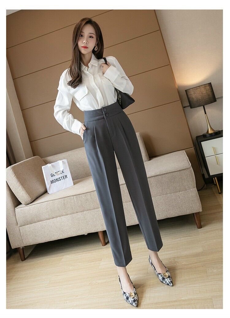 QUẦN BAGGY NỮ CẠP CAO 2 CÚC SIÊU TÔN DÁNG