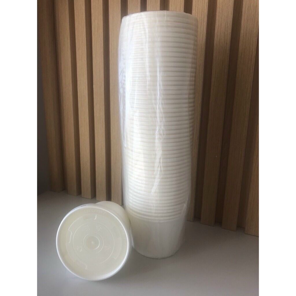 TÔ (BÁT) GIẤY 850ml – TRẮNG TRƠN – CÓ NẮP