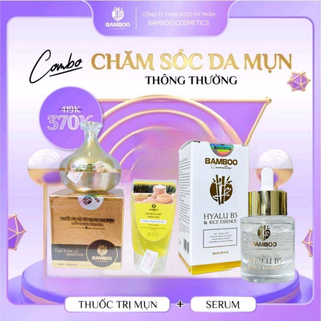 Bộ đôi da mụn: Serum b5 gạo + kem mụn Bamboo