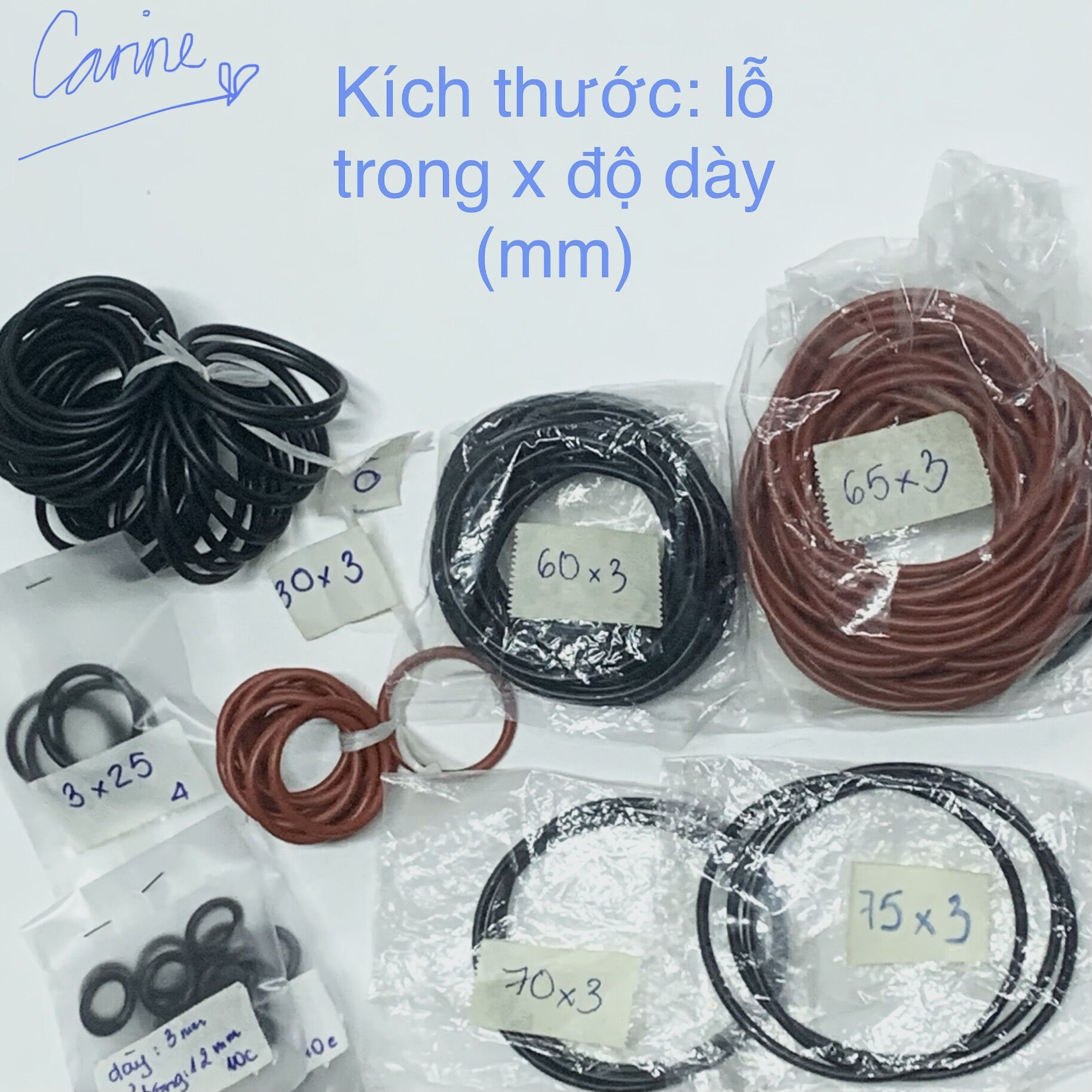 Oring cao su, Gioăng cao su, Ron cao su màu đen dày 3mm - giá combo 3 đến 5 cái