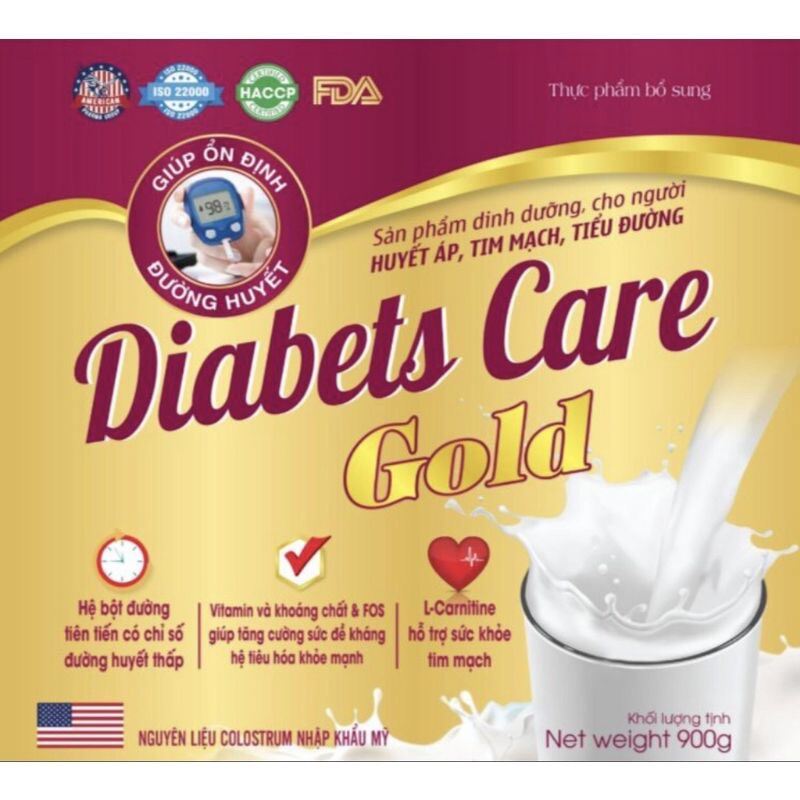 [ Hộp 900g] Sữa tiểu đường DIABETS CARE GOLD - dinh dưỡng cho người tiểu đường tăng cường sức khỏe [ diabet care gold ]