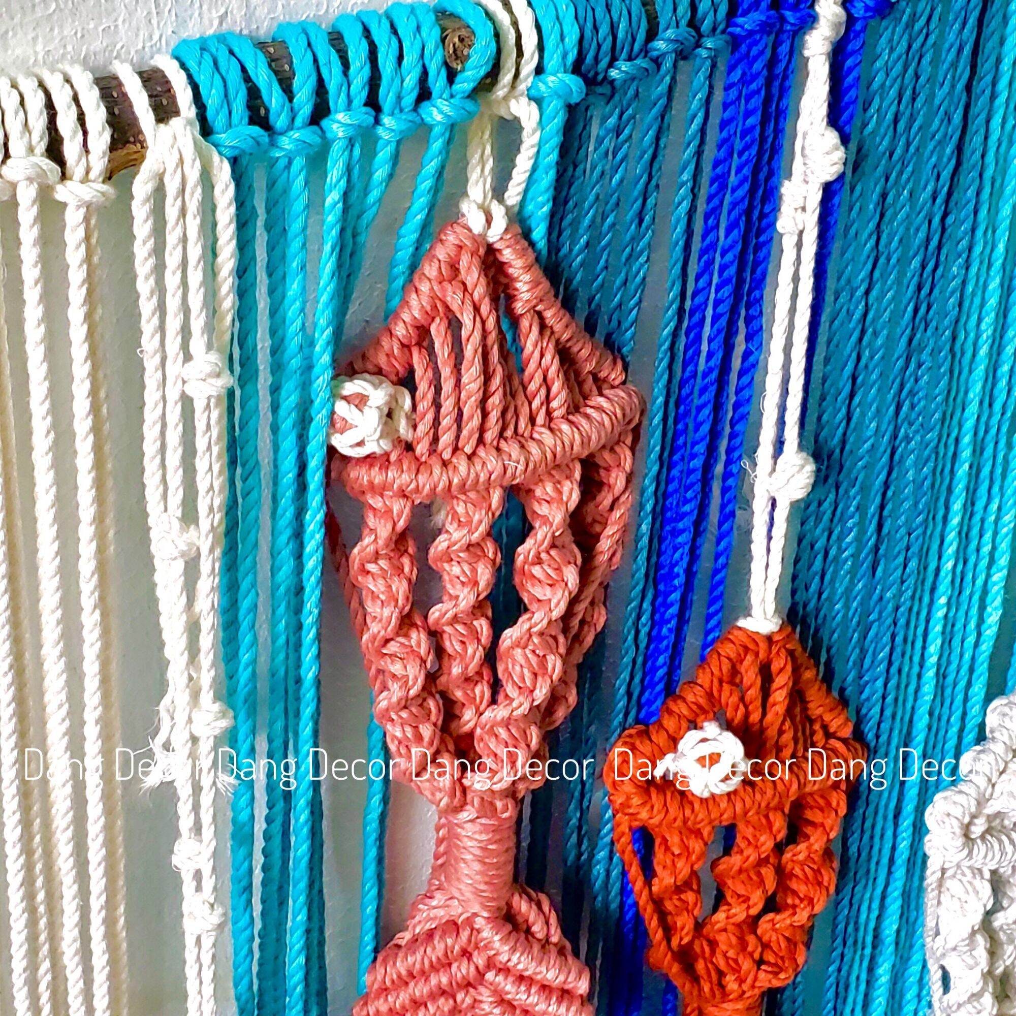 Mành cá macrame treo tường trang trí nội thất độc đáo