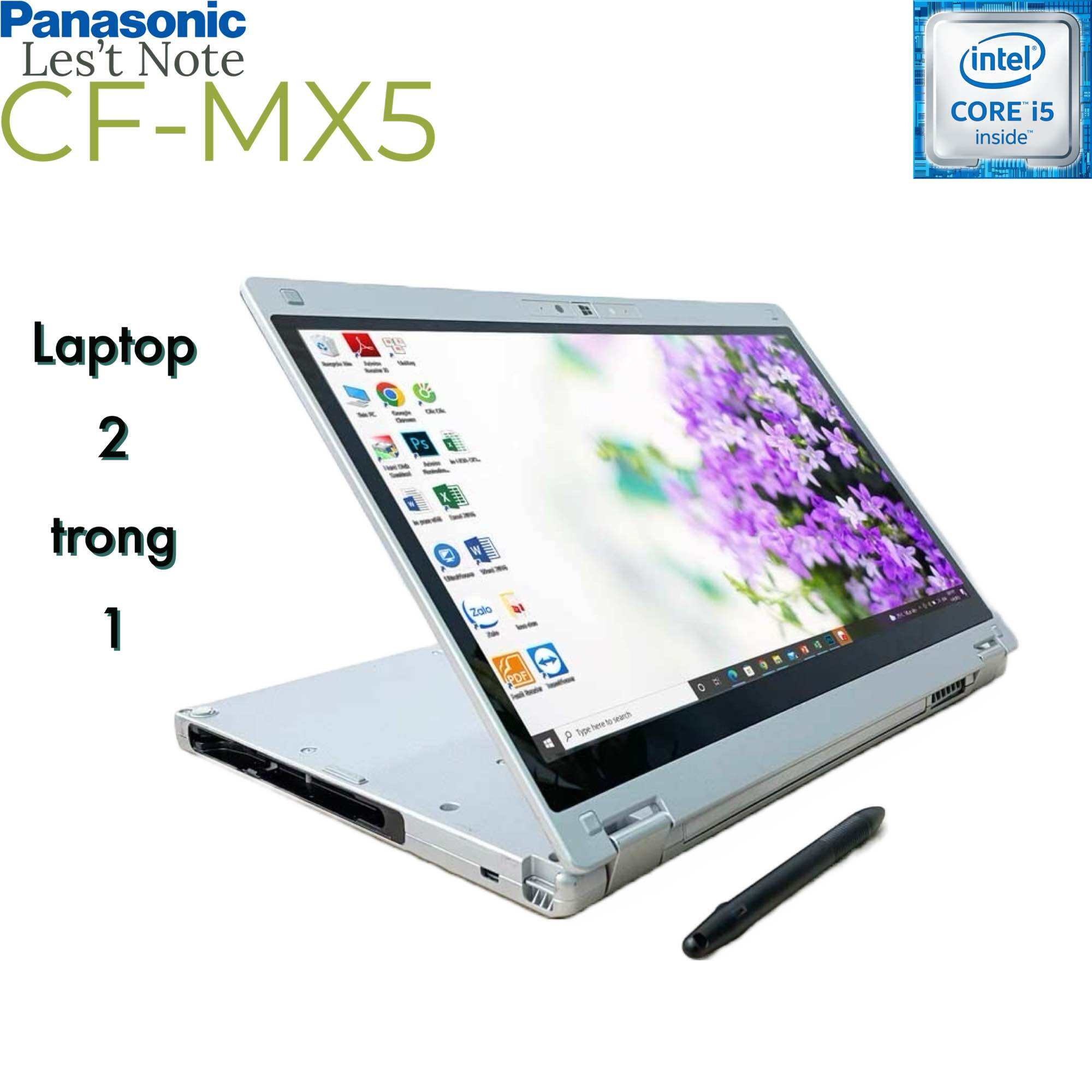 Laptop 2 trong 1 Panasonic CF-MX5 Core i5-6300U, 8gb ram, 256gb SSD, màn 12.5inch Full HD cảm ứng gậ