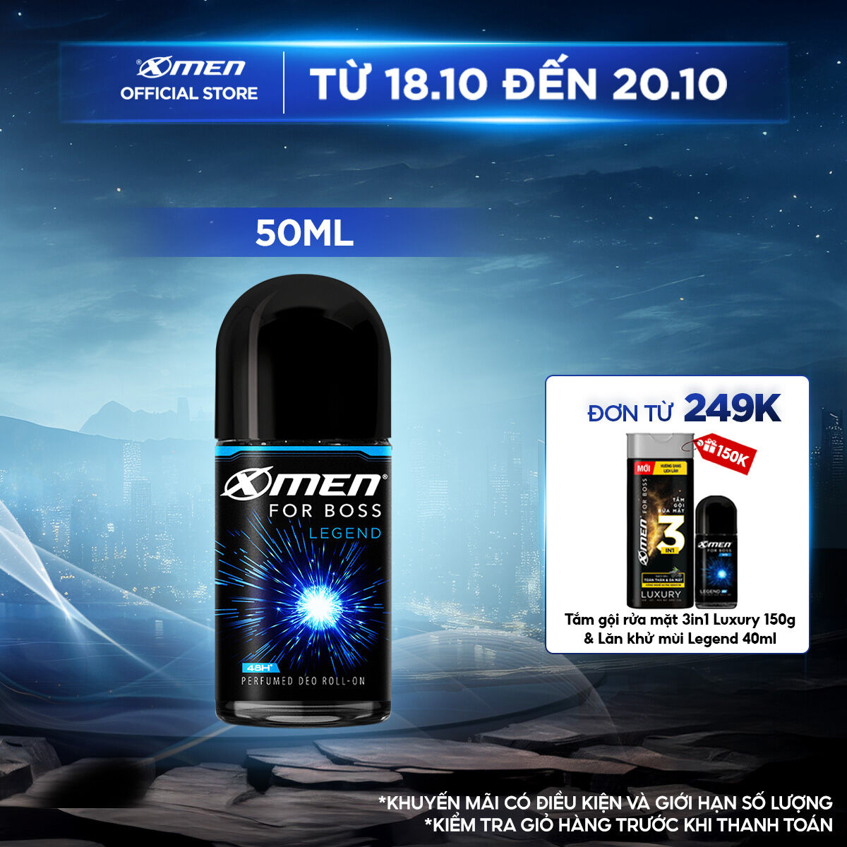 Lăn khử mùi X-Men For Boss Legend - 50ml