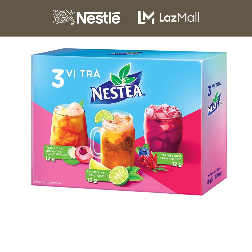 [ƯU ĐÃI THÁNG 4] Trà NESTEA Mix vị vị Chanh (4 gói x 13 g) + Trà NESTEA vị Vải và Hương Hoa Lài (2 gói x 12 g) + Trà NESTEA Việt quất và Hoa Atiso Đỏ (2 gói x 12 g)