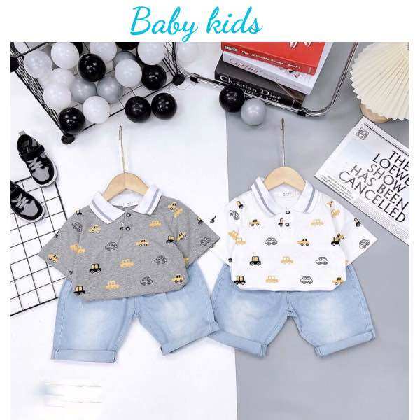Set bé trai quần bò mix áo phông