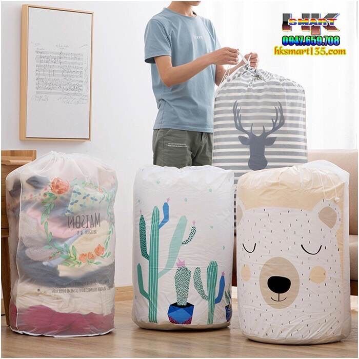 Túi đựng chăn màn quần áo có dây rút siêu to kt 83*40cm