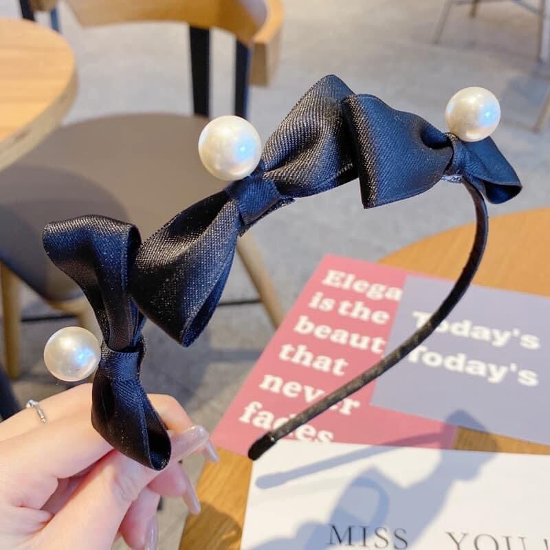 Cài tóc , bờm tóc ngọc trai phối vải - Sara Accessories