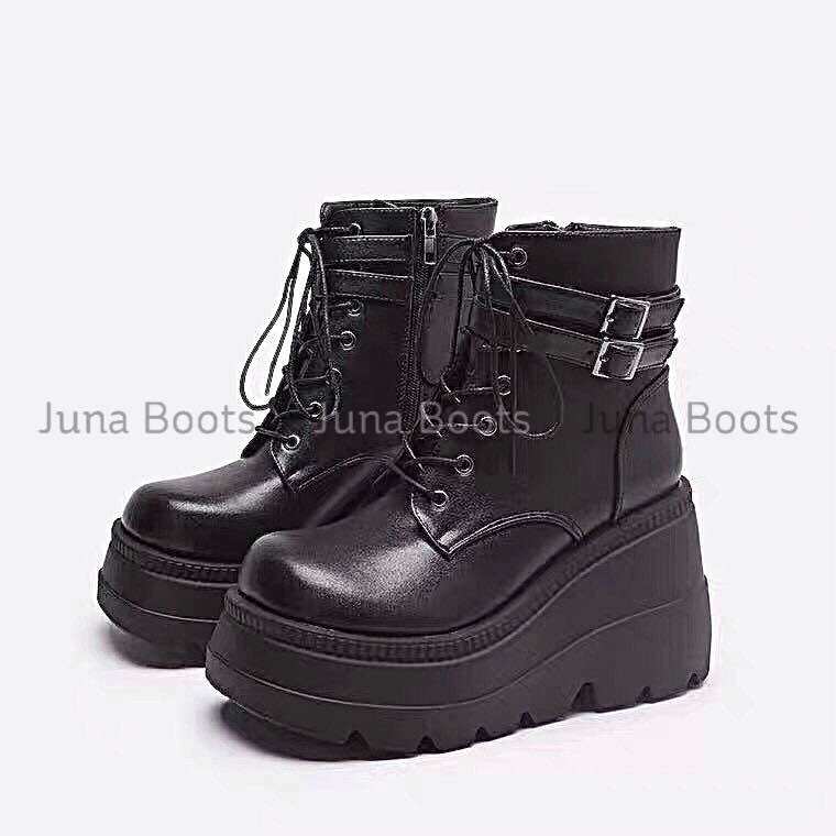Giày Boots Đế Bánh Mì Cao Hách Dáng - Giày Bốt Harajuka Rock Dark [ Hàng Loại 1 ]