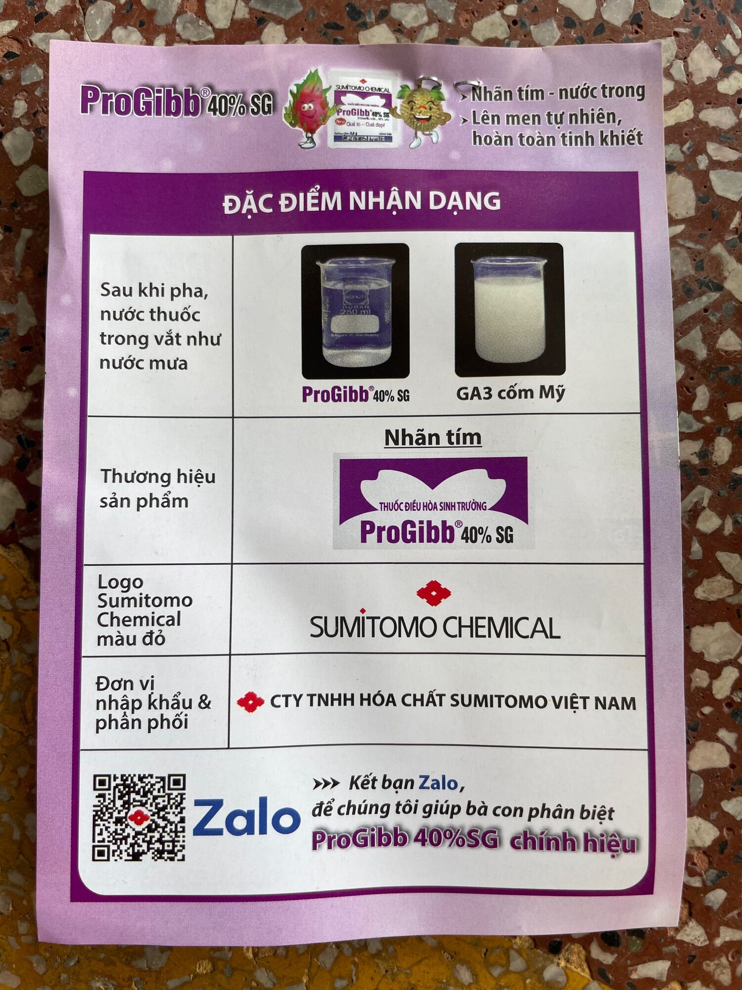 Phân bón lá cao cấp ProGibb 40% SG gói lớn 2.5gr