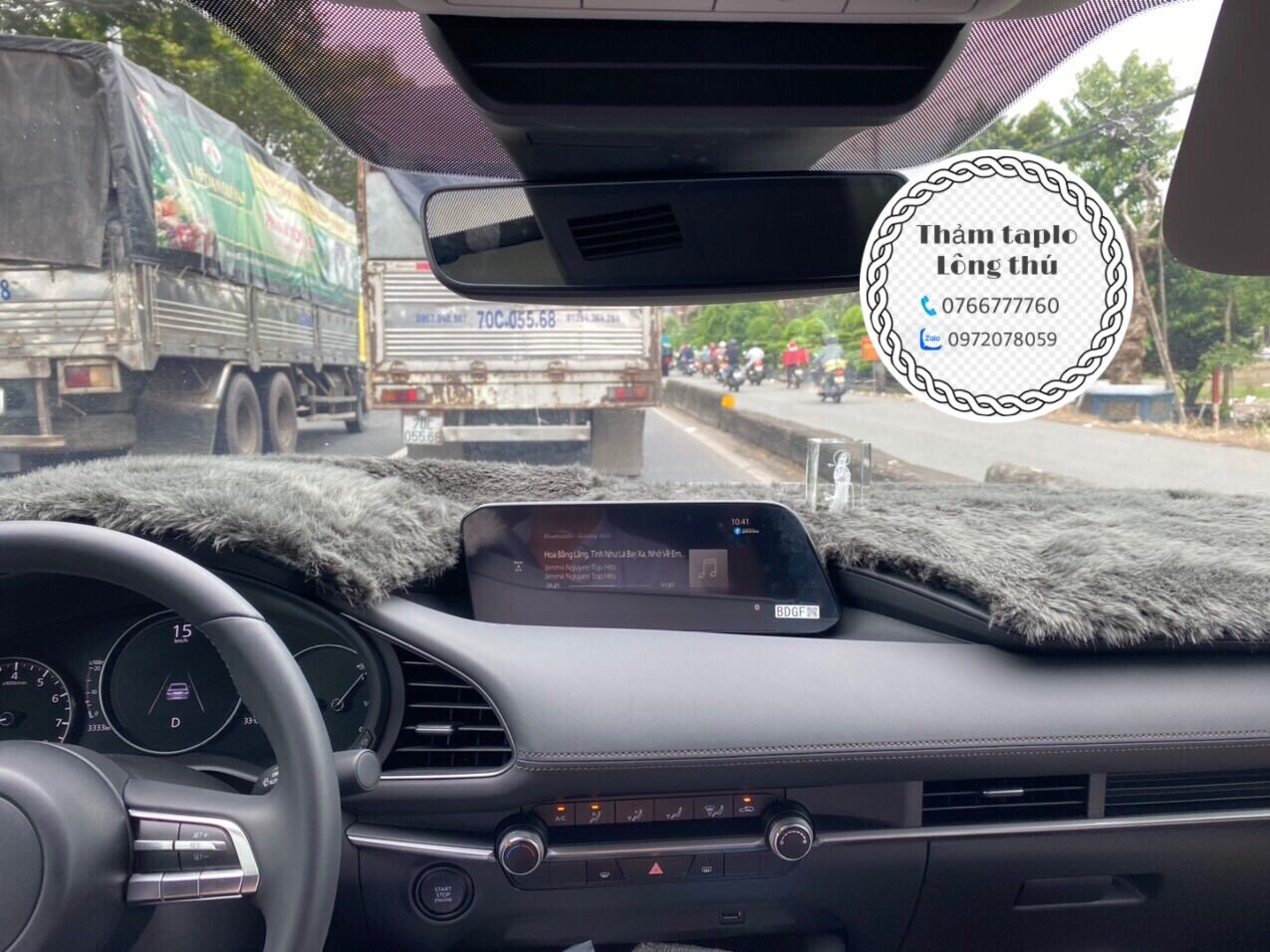 Thảm taplo lông thú - xe mazda3 2020-2021 không hud