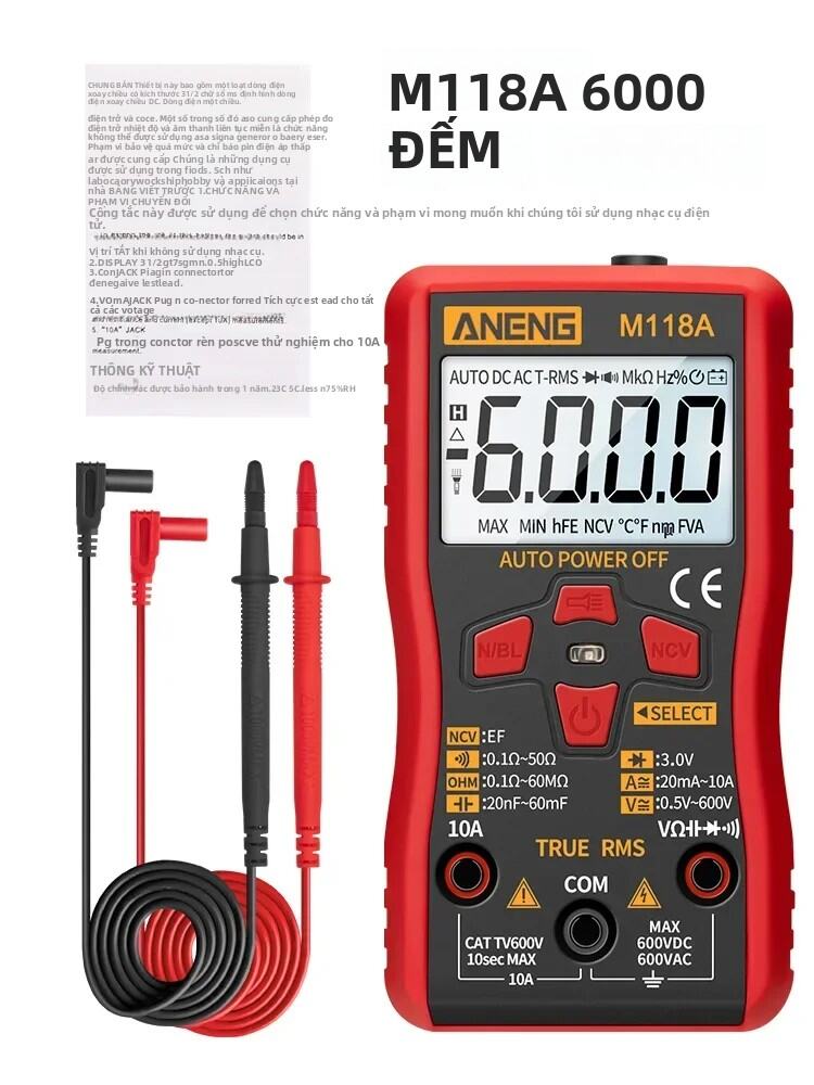 ANENG M118A Đồng Hồ Vạn Năng Kỹ Thuật Số 6000 Đếm Kích Thước Bỏ Túi True RMS AC/DC Đồng Hồ Đo Điện Á