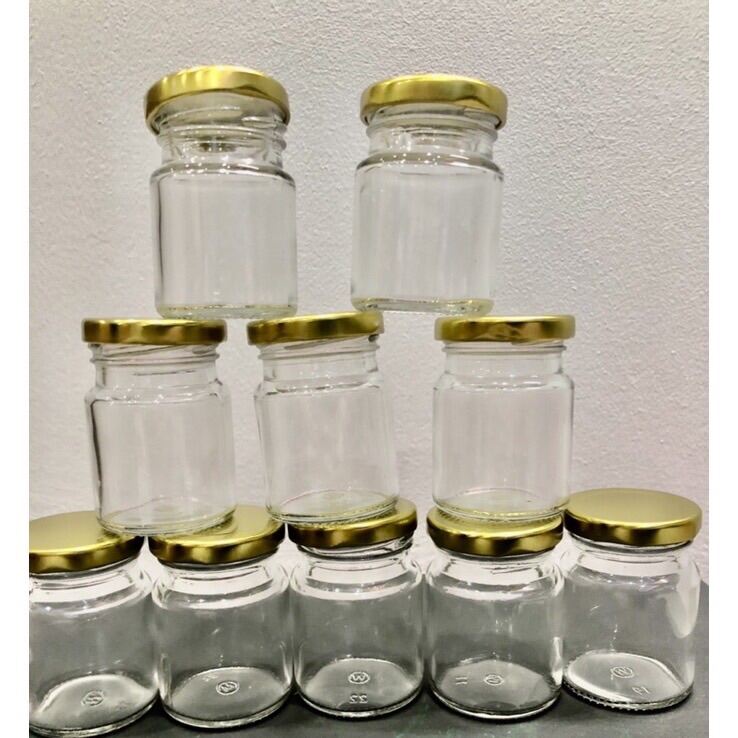 Bộ 10 hũ thủy tinh tròn nắp thiếc 75ml dùng chưng yến, đựng gia vị, làm sữa chua