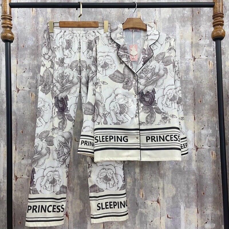 Bộ pijama lụa latin cao cấp hoạ tiết hoa 3d