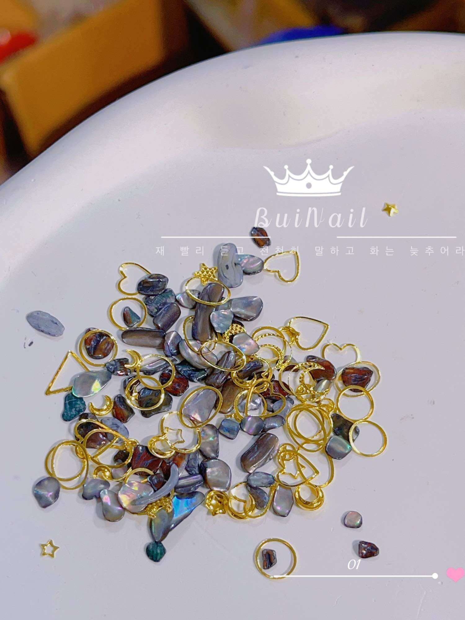 Set xà cừ sỏi mix kim loại tone hàn nhật