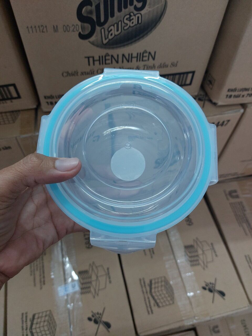 Thố thuỷ tinh tròn NẮP Trắng 620ml