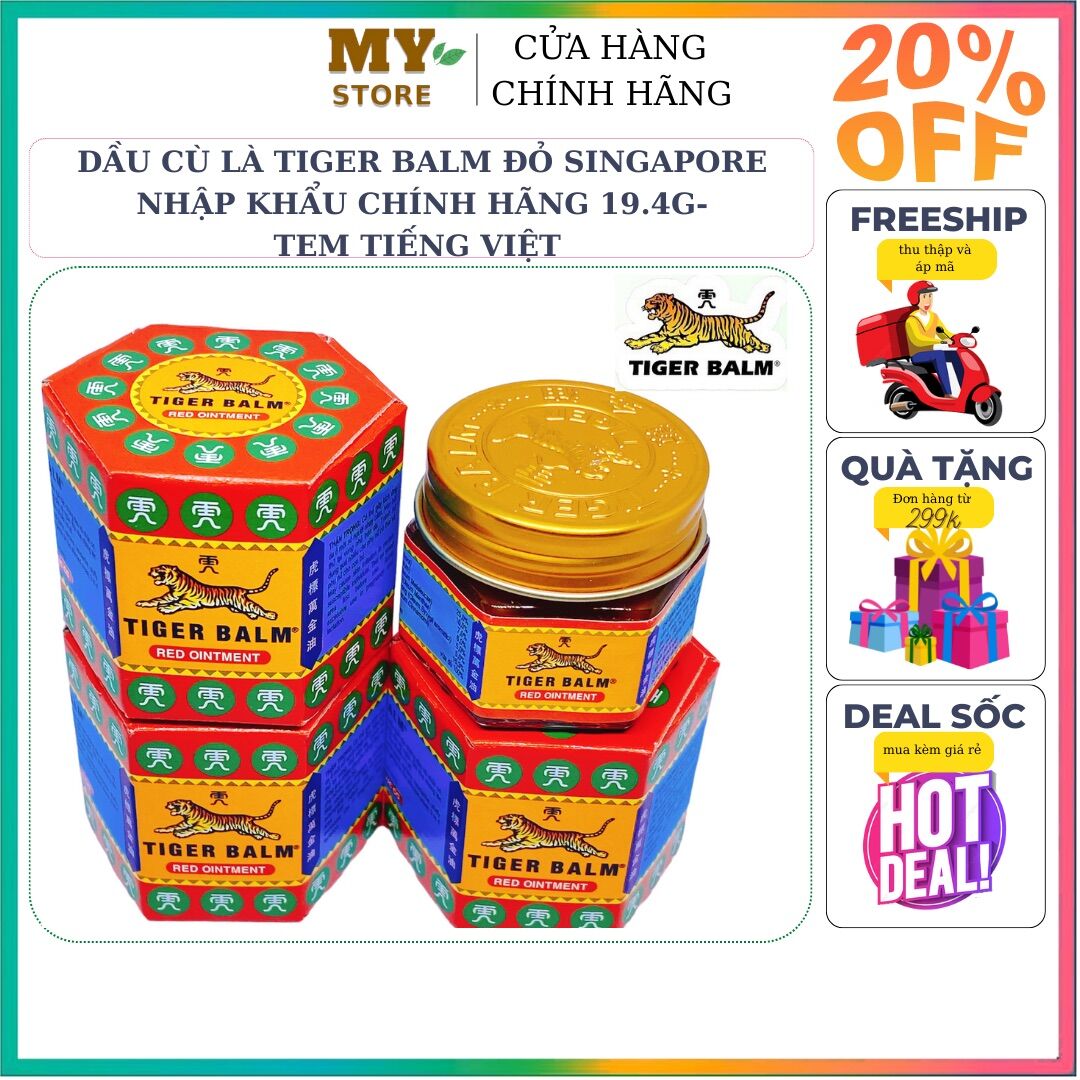 Dầu cù là con hổ tiger balm đỏ nhập khẩu singapore 19.4g- tem tiếng việt