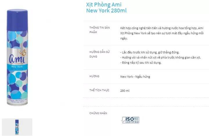 Nước hoa xịt phòng Ami đủ hương 280ml