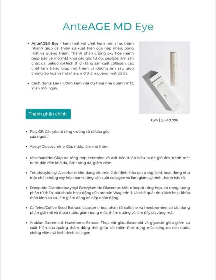 [Hàng Nhập] Kem Mắt AnteAge MD Eye 15ml