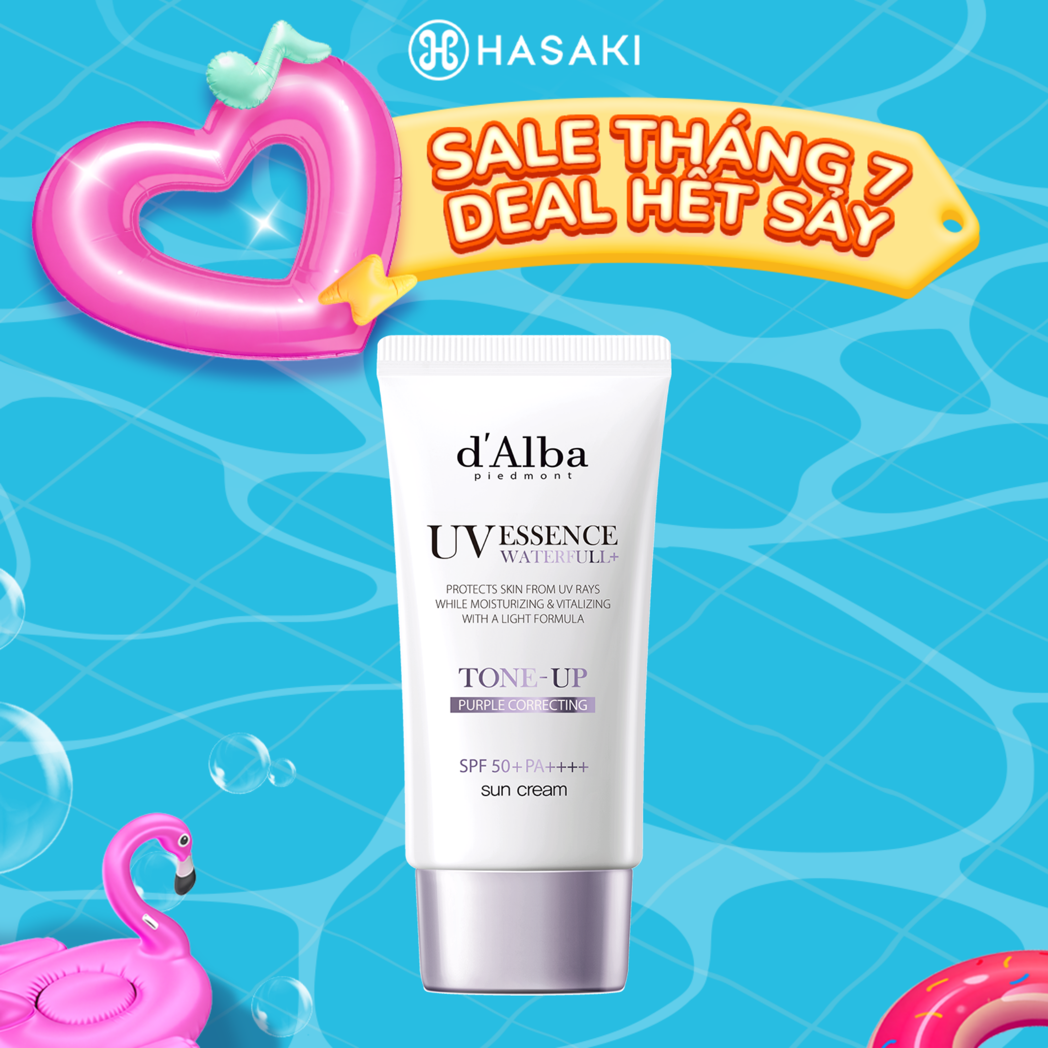 [DAILY] Kem Chống Nắng d'Alba Nâng Tông Tím Hiệu Chỉnh Sắc Da 50ml Waterfull Tone-Up Purple Correcting Sun Cream SPF50+ PA++++ Hasaki Sản Phẩm Chính Hãng