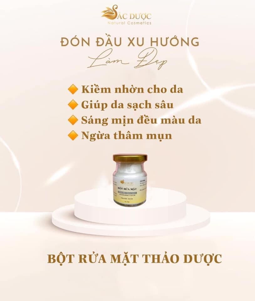 Bột rửa mặt sắc dược. Giúp đẩy nhanh quá trình điều mụn, giảm thâm nám,ngăn ngừa mụn,trắng sáng da,giảm da dầu