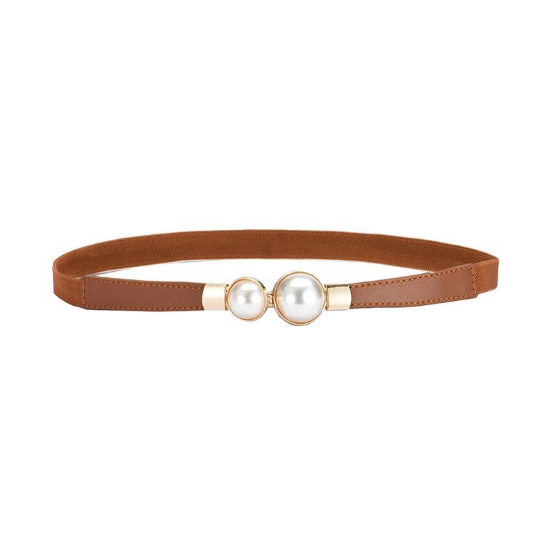 Thắt lưng hạt ngọc - Đai váy nữ bản nhỏ 1.5cm dây da phối đầm dễ thương kiểu Hàn Quốc