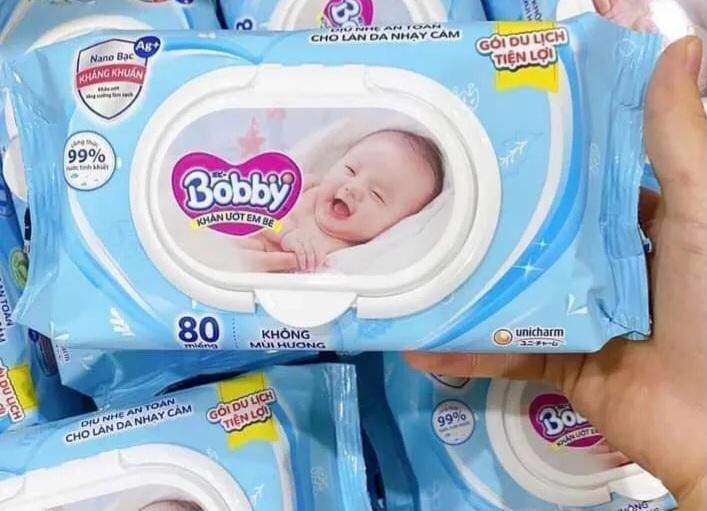 Combo 5 gói khăn ướt BOBBY không mùi 80 miếng