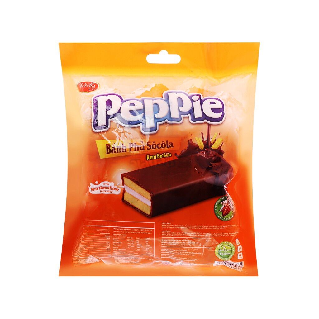 Bánh PEPPIE Phủ Socola Kem Bơ Sữa/ Socola Trắng 216G