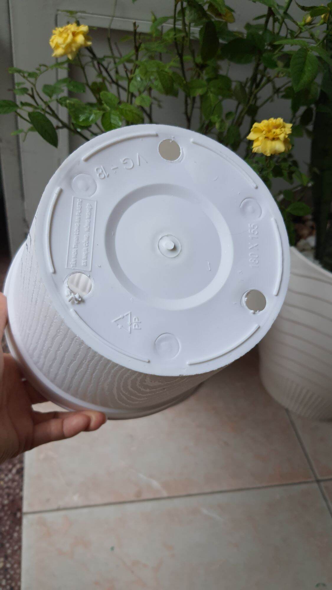 chậu nhựa vân gỗ size 18cm