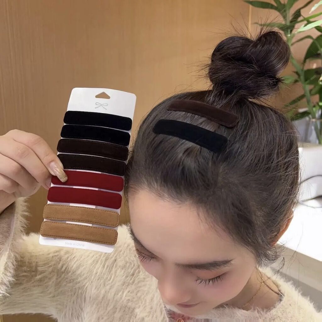 Kẹp cặp tách da vải nhung kẹp tóc mái tóc con phong cách Hàn Quốc cho nữ