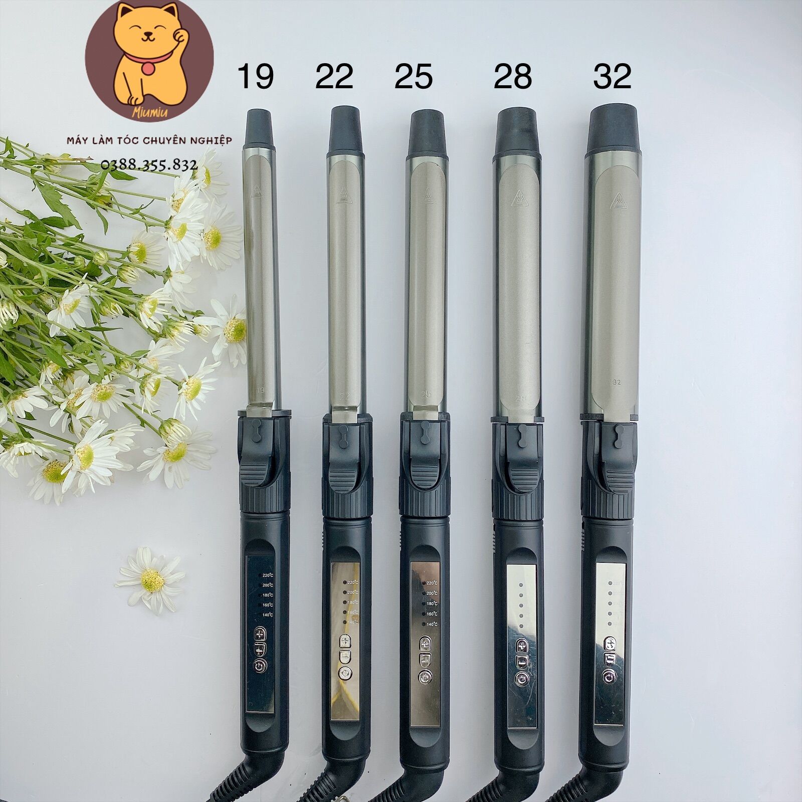 Máy uốn xoăn lọn trục xoay 360 độ tặng kèm lược và kẹp vịt