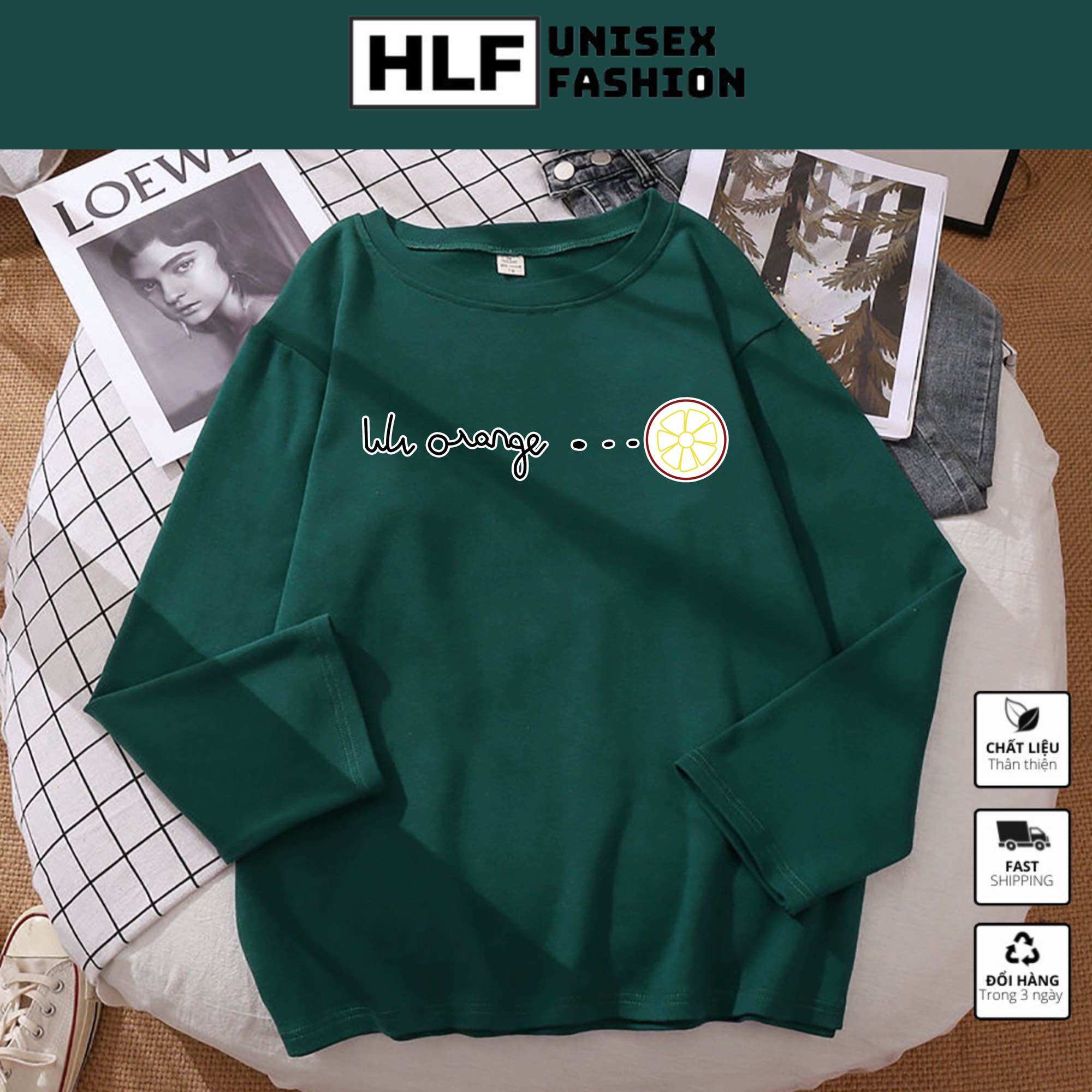 Áo thun dài tay form xuông rộng Lili Orange áo thu đông nữ HLFashion