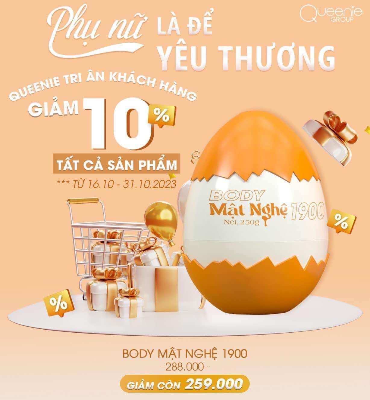 [HCM]KEM BODY TRỨNG VÀNG TẶNG KÈM HUYẾT THANH KÍCH TRẮNG 100K (Với công nghệ phủ màng sinh học kép giúp dưỡng trắng và bảo vệ da suốt 6h . QUEENIE SKIN EGG BODY LOTION