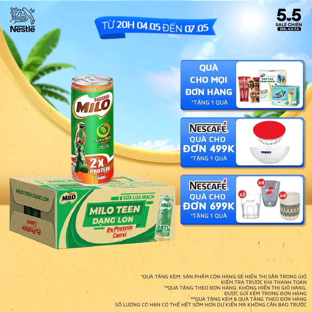 Sữa Lúa Mạch Nestlé® MILO® Lon Thùng 24 lon x 240 ml (4x6x240ml)