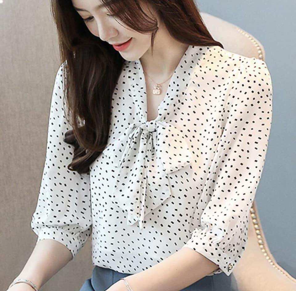 Áo công sở  cổ thắt nơ full & 185