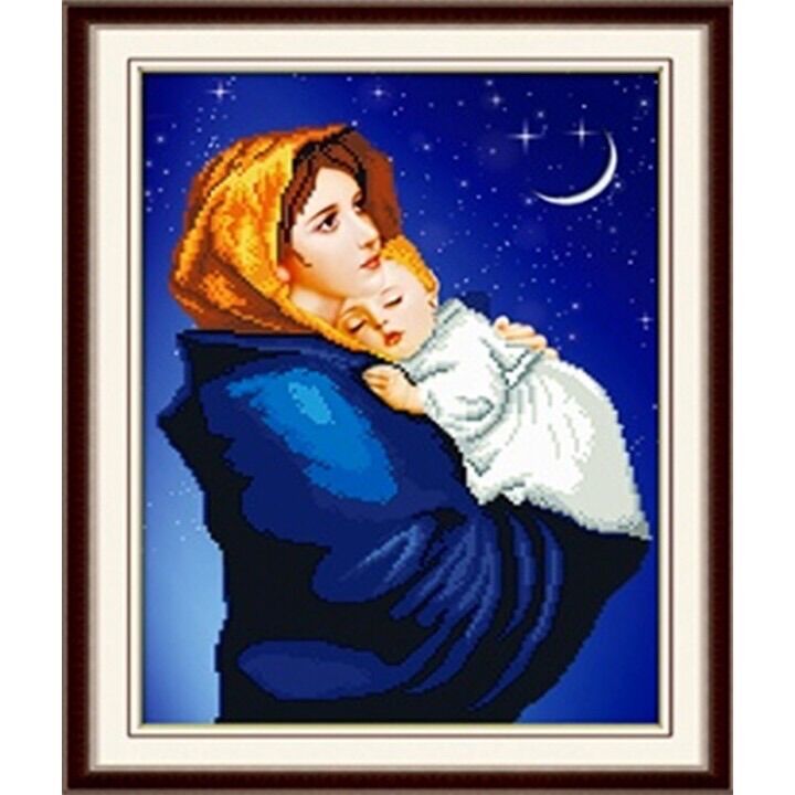 Tranh đính đá đức mẹ maria bồng con lv140/ 46x61cm/ chưa đính đá