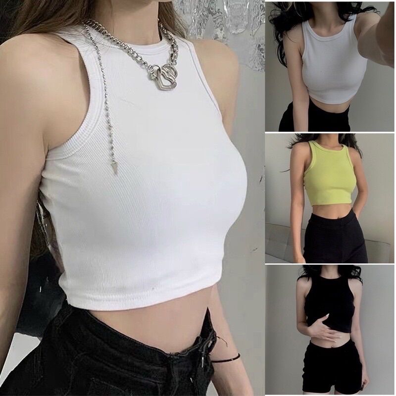 ÁO THUN BA LỖ NỮ - ÁO CROPTOP THUN GÂN SÁT NÁCH