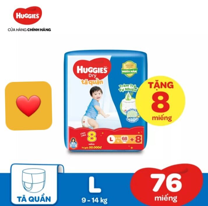 Tả quần huggies L68+8 tràm trà