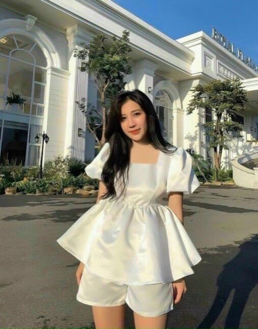 [Shop bigsize nữ 50kg-90kg] Set áo peplum cột nơ lưng