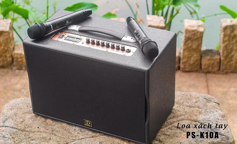 Loa karaoke xách tay Dalton PS-K10A Luxury (Loa 2 đường tiếng, 1 loa bass 25cm, 2 loa treble, công suất đạt 300W, kèm 2 Micro UHF kim cương karaoke chuyên nghiệp)