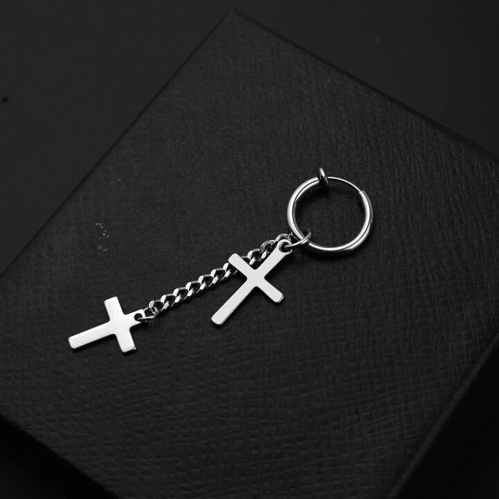 1 CHIẾC BÔNG TAI INOX KPOP HÌNH THÁNH GIÁ