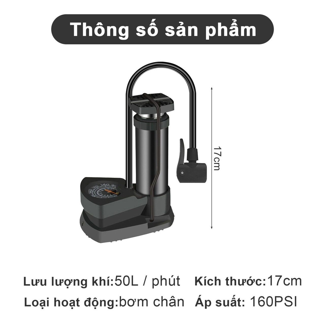 Máy bơm xe đạp, xe máy, ô tô đa năng ✅