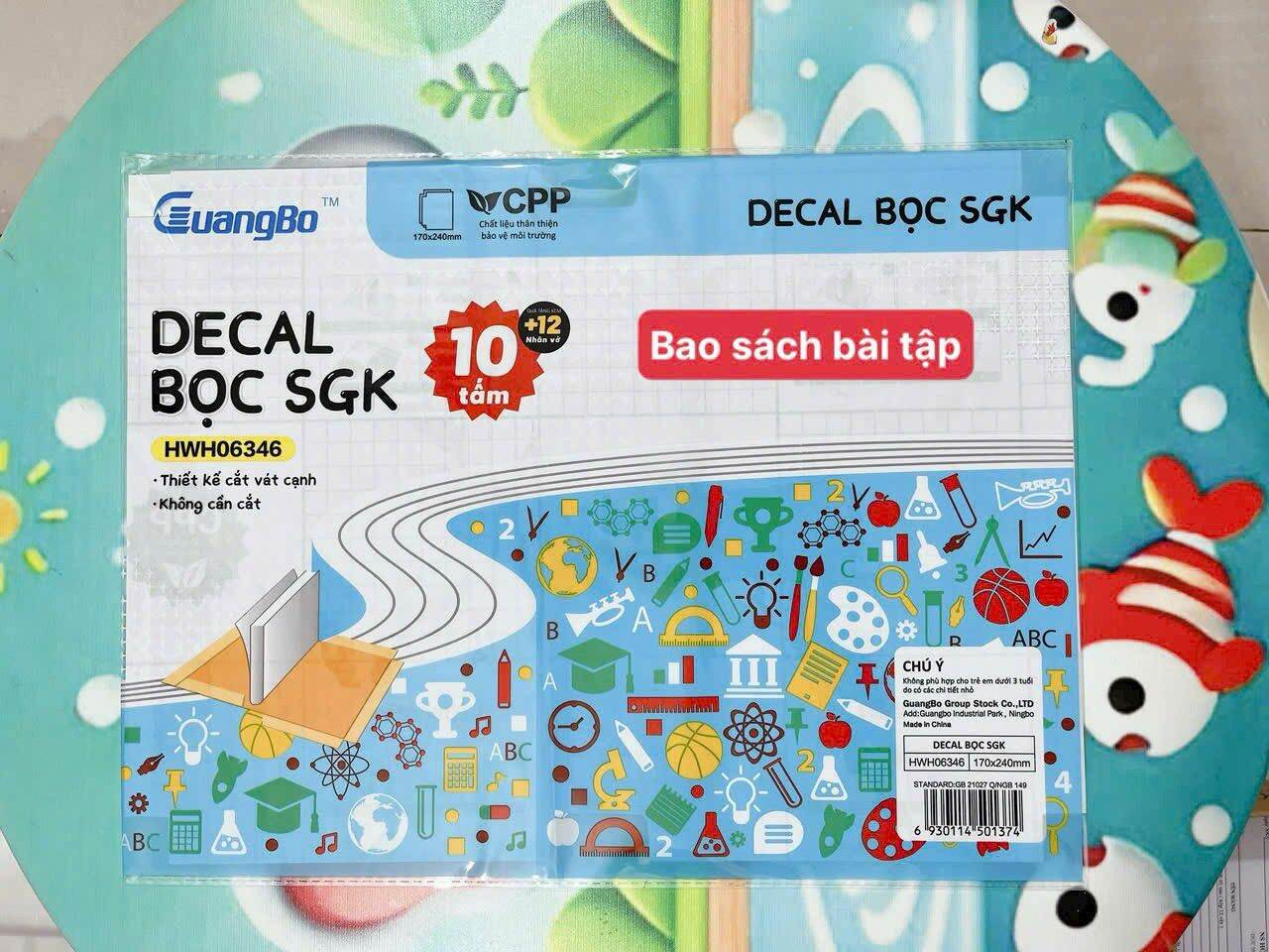 Sét 10 tờ Decal bọc sách giáo khoa Guangbo chất lượng