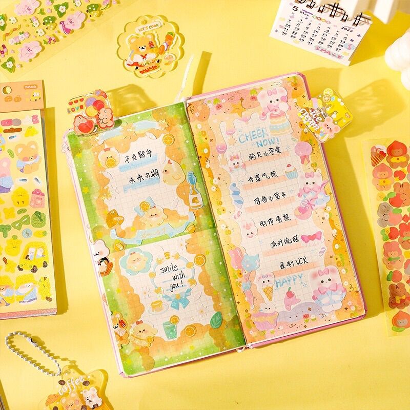 Set 10 tấm sticker cute dài cắt sẵn bling lấp lánh